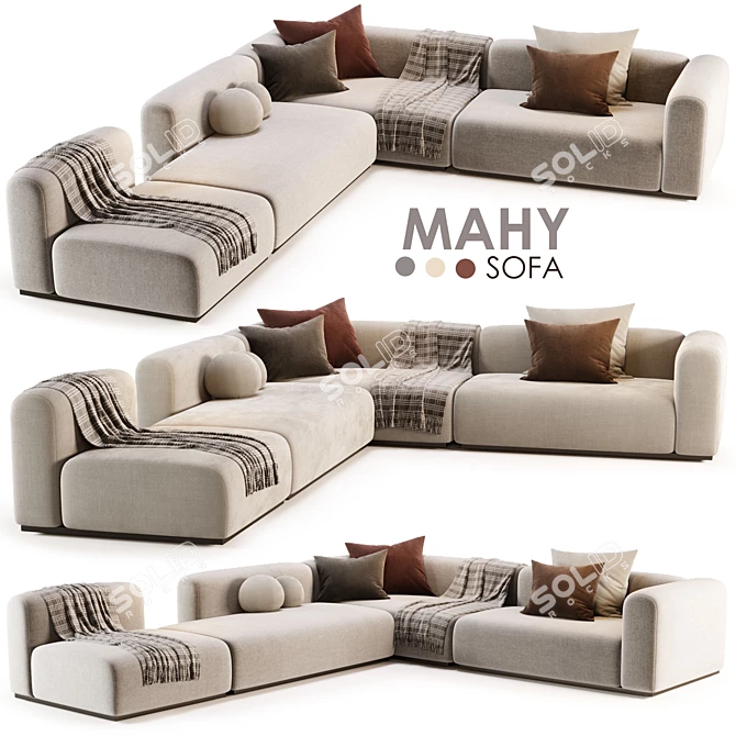 Elegant MAHY Sofa by Braid 3D model image 1