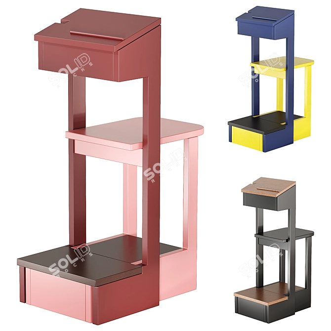 TRAB Wooden Stool Orografie 2015 3D model image 1