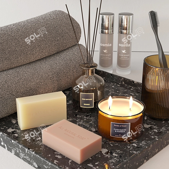 Modern Bathroom Accessories Set in 3D 3D model image 2
