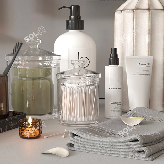 Modern Bathroom Accessories Set in 3D 3D model image 3