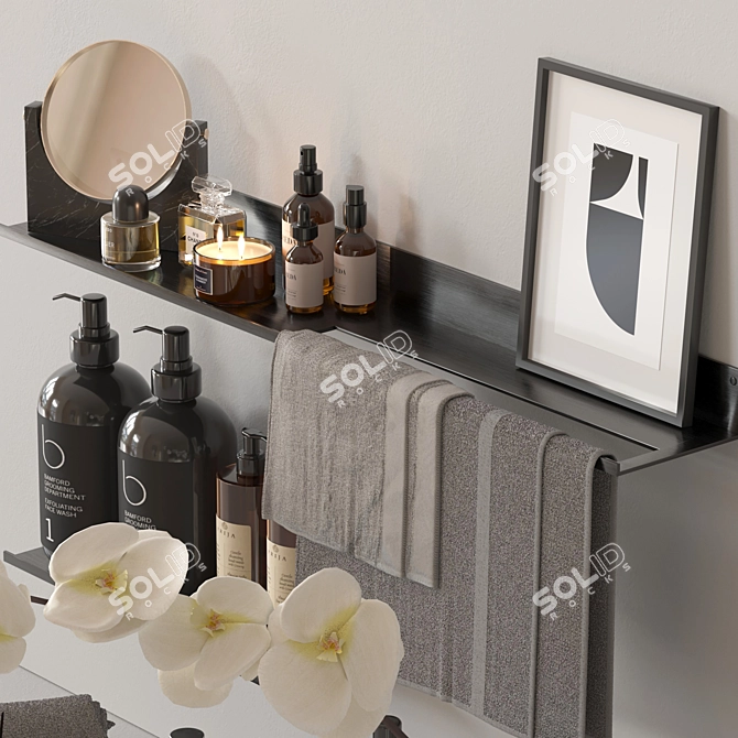 Modern Bathroom Accessories Set in 3D 3D model image 4