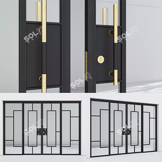 Modern Aluminium Door 215 Model 3D model image 3