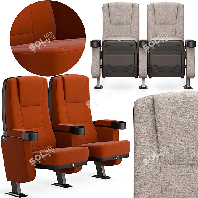 Versatile Cinema Chair Set 3D model image 3