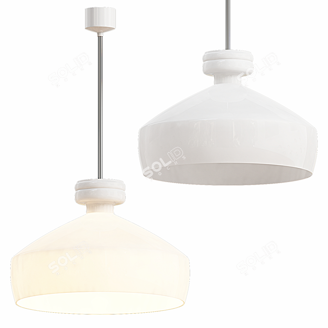 Elegant Opaline Glass Pendant Light 3D model image 1