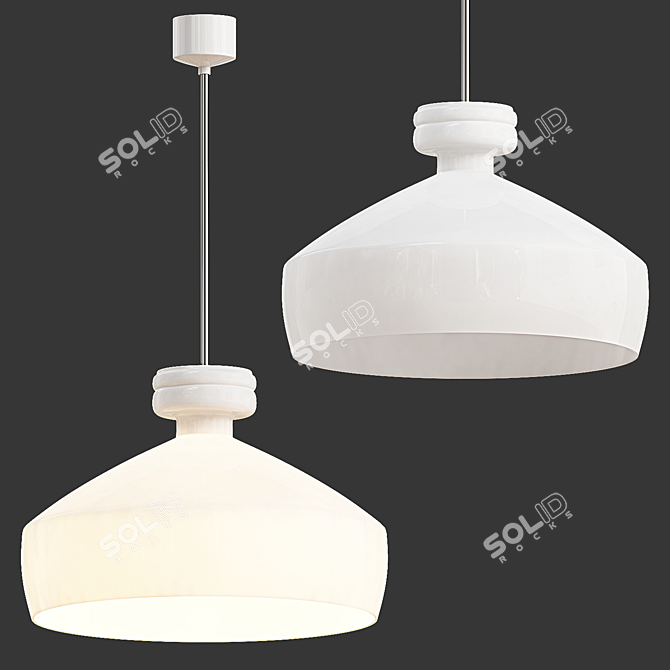 Elegant Opaline Glass Pendant Light 3D model image 2