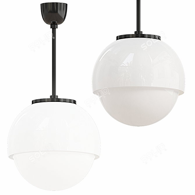 Elegant Opal Pendant Light 3D model image 1