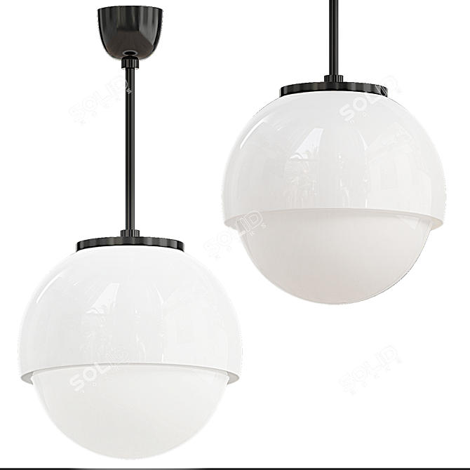 Elegant Opal Pendant Light 3D model image 4