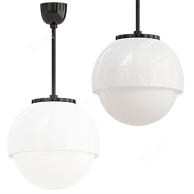 Elegant Opal Pendant Light 3D model image 5