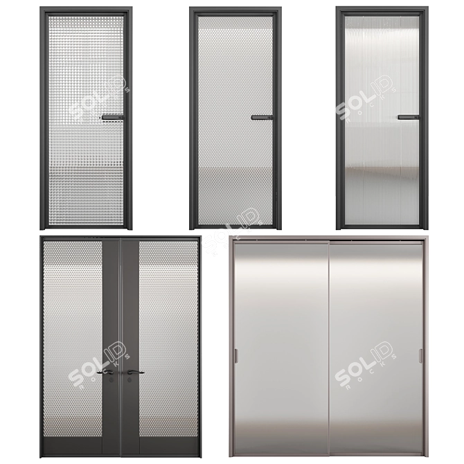 Relief Glass Doors Set 3D model image 1