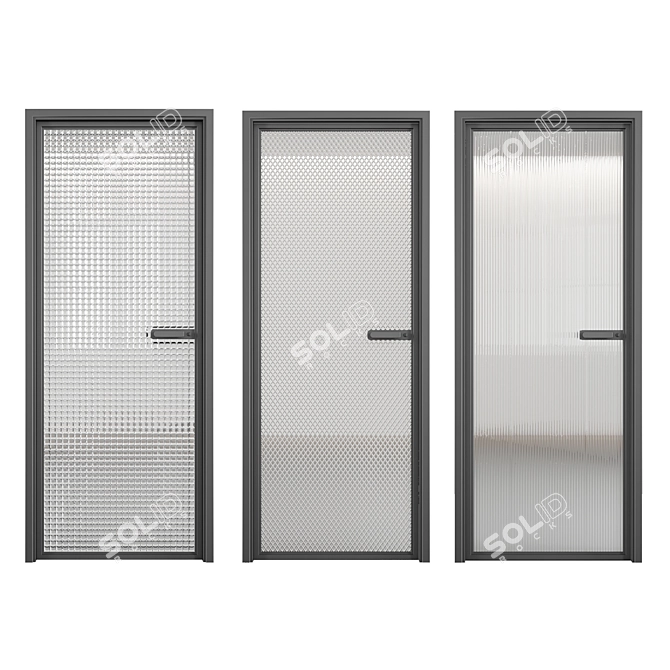 Relief Glass Doors Set 3D model image 4