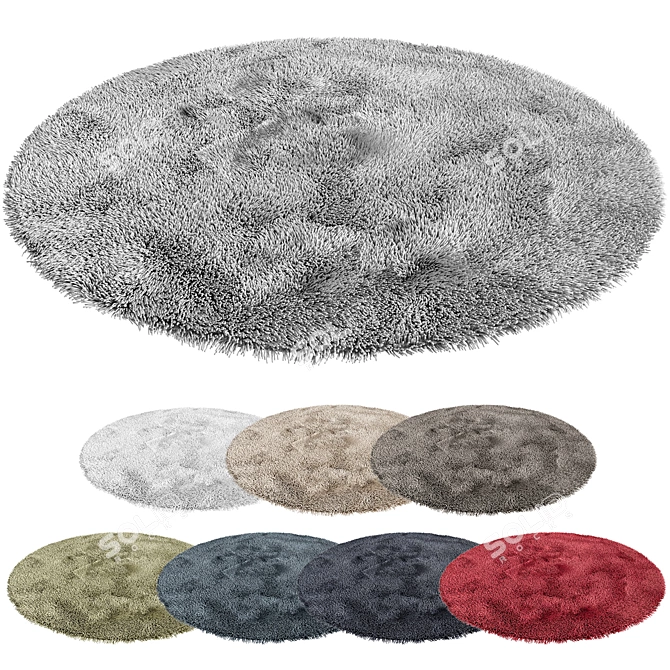 Plush Round Rug, Nine Colors 3D model image 1