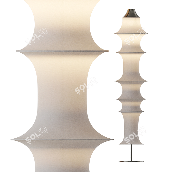 Elegant Floor Lamp with White Shade 3D model image 3