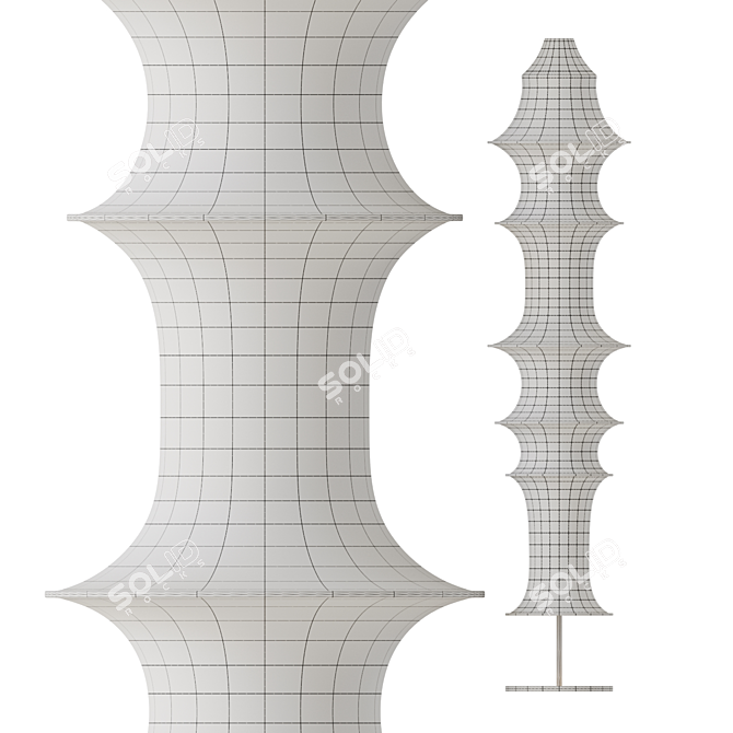 Elegant Floor Lamp with White Shade 3D model image 4