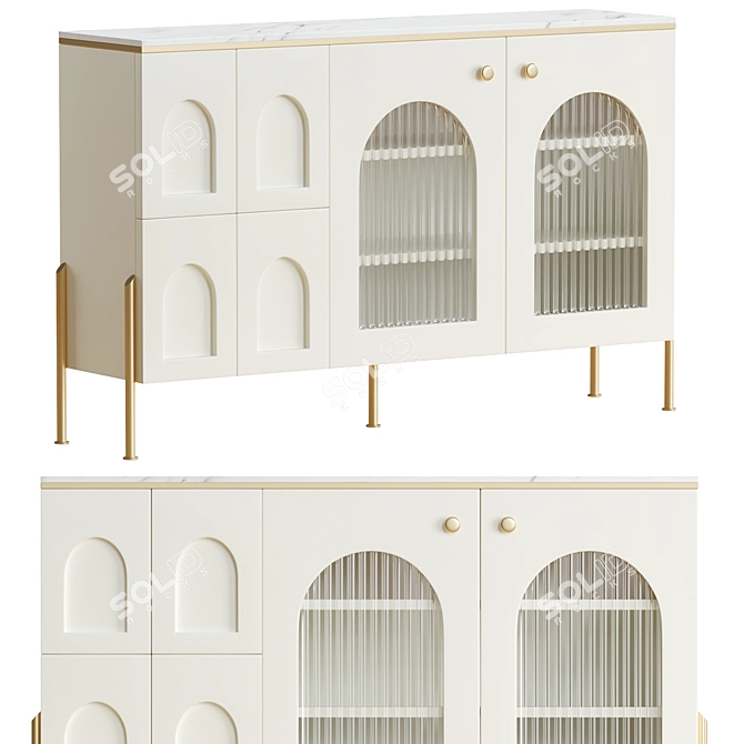 Sleek Arch Sideboard in White 3D model image 1