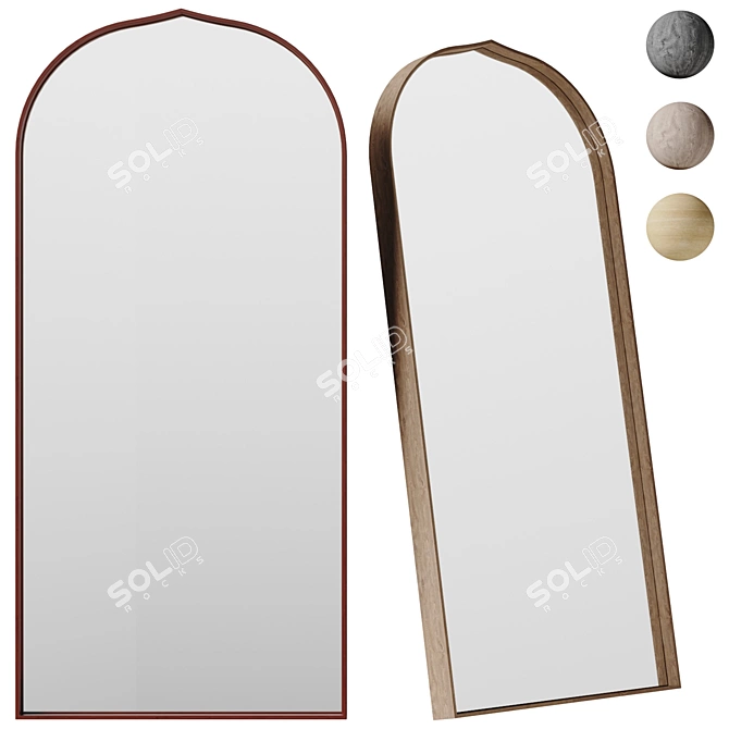 Jigra Walnut Floor Mirror 3D model image 1