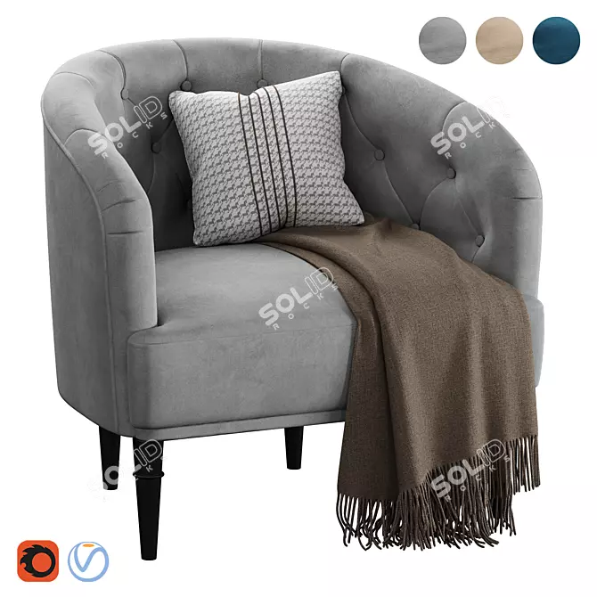 Shento Velvet Armchair – Modern Design 3D model image 1