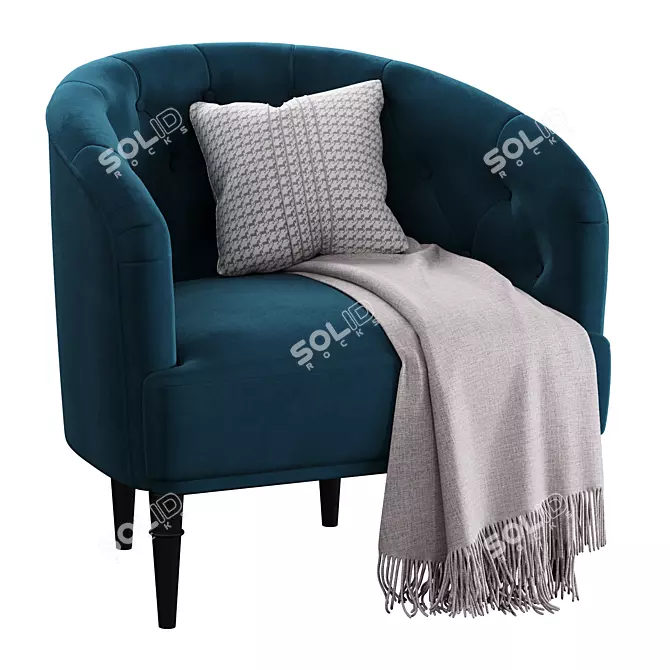 Shento Velvet Armchair – Modern Design 3D model image 3