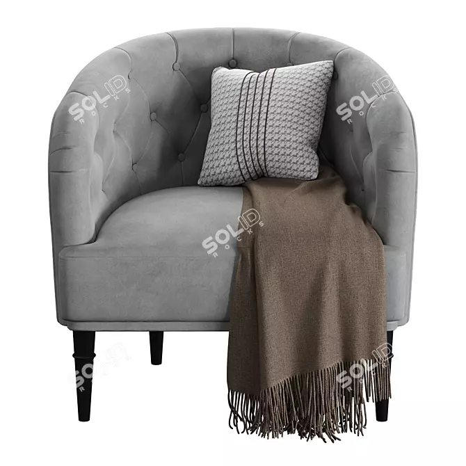 Shento Velvet Armchair – Modern Design 3D model image 4