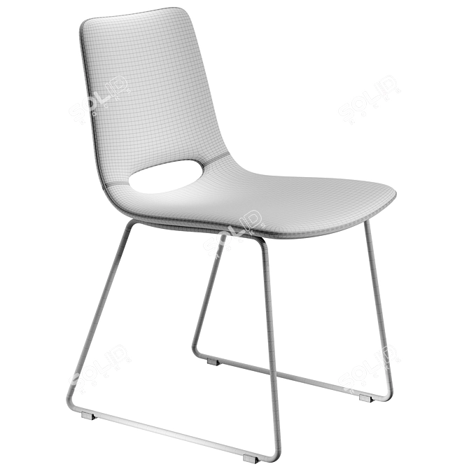 Modern Brown Steel Leg Chair 3D model image 2