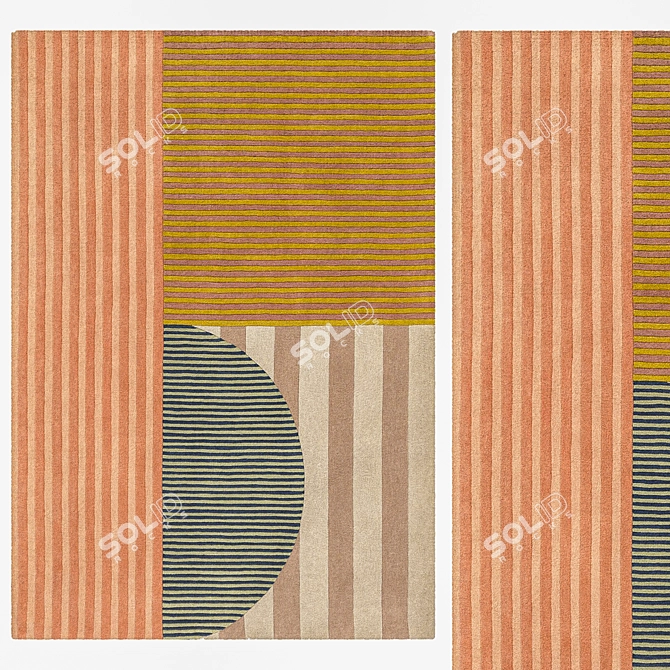 Modern Geometric Design Area Rug 3D model image 2