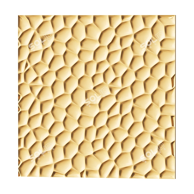 Golden Square Wall Art Panel 3D model image 1