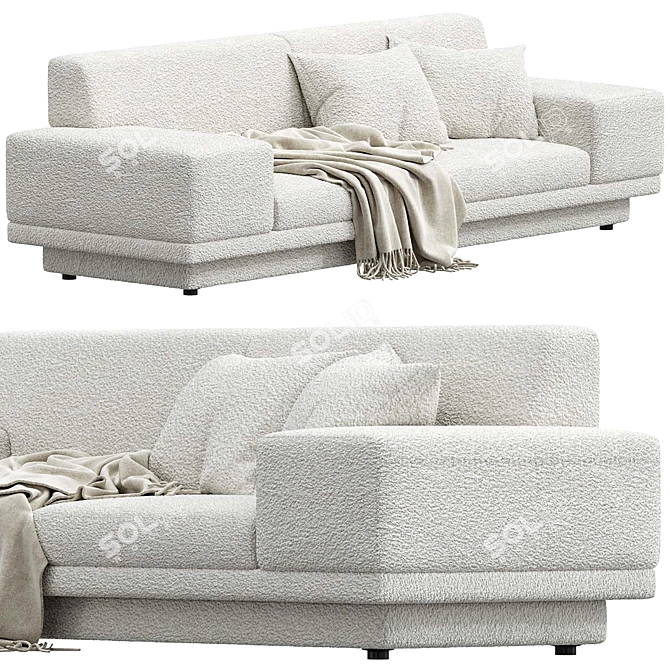 Cozy Ivory Boucle Sofa 3D model image 1