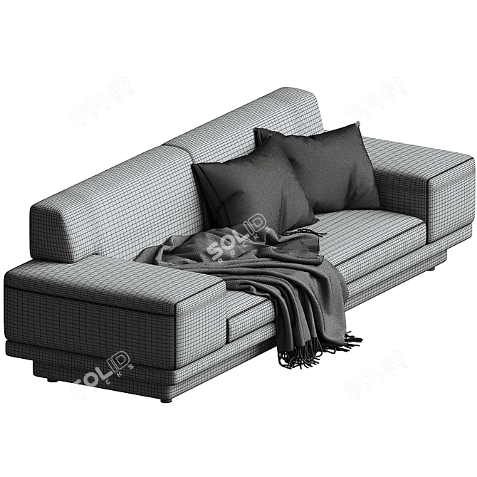 Cozy Ivory Boucle Sofa 3D model image 3