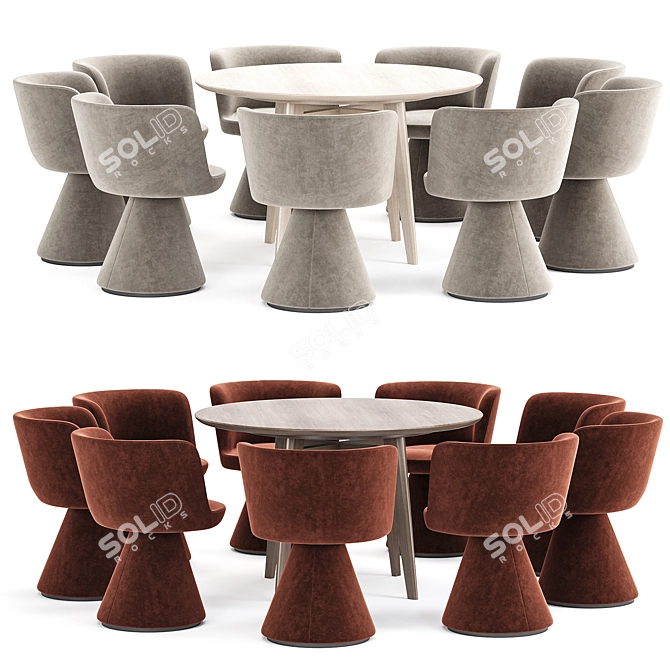 Modern Dining Set Collection & Chairs 3D model image 1