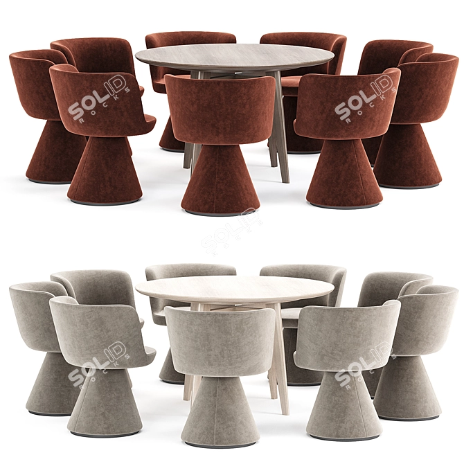 Modern Dining Set Collection & Chairs 3D model image 2