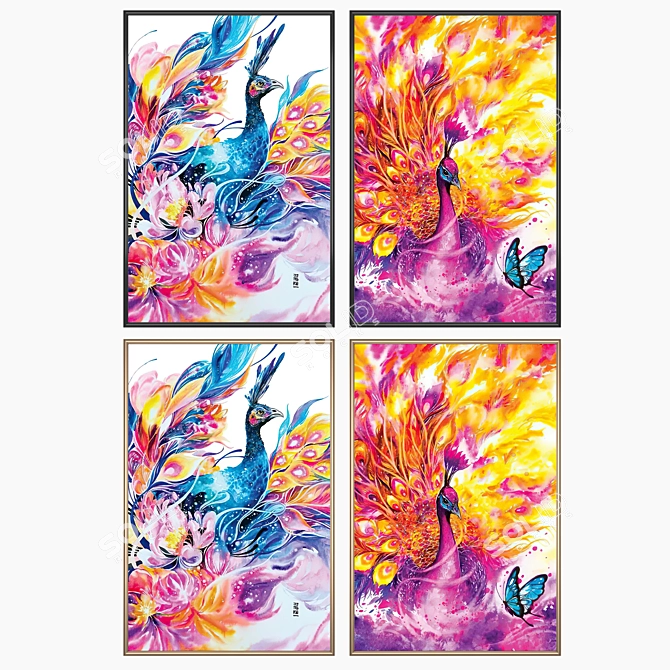 Set of 2 Paintings & 4 Frame Variants 3D model image 2