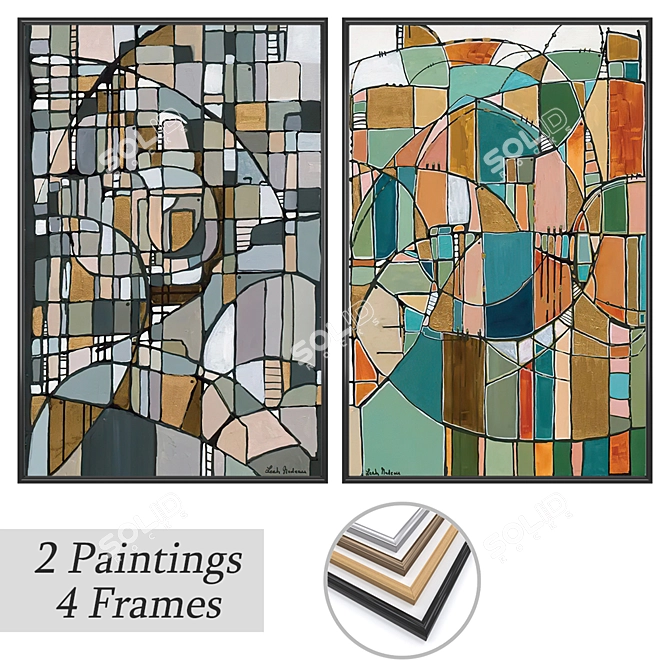 Art Set with Varieties of Frames 3D model image 1