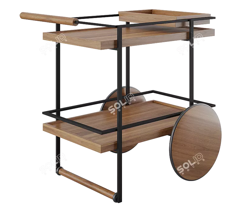 Modern James Bar Cart Design 3D model image 2