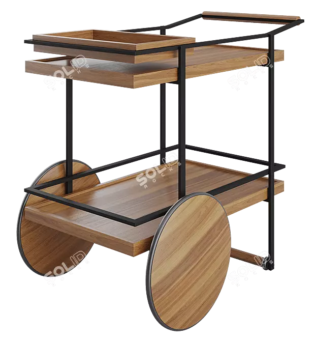 Modern James Bar Cart Design 3D model image 4