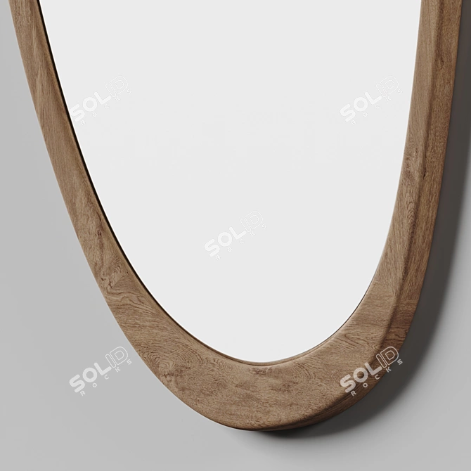 Mid-Century Wood Frame Wall Mirror 3D model image 3