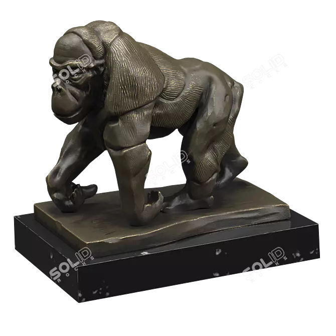 Bronze Gorilla Sculpture 3D model image 1