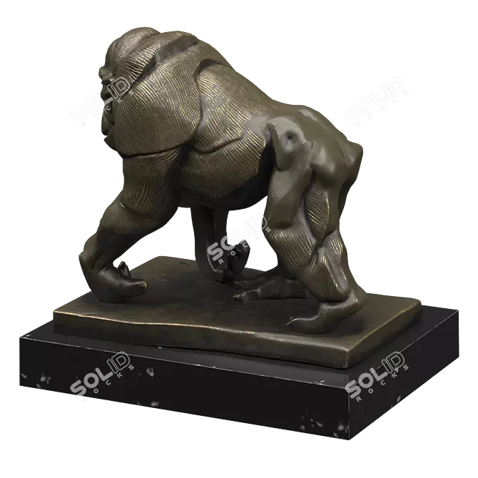 Bronze Gorilla Sculpture 3D model image 2