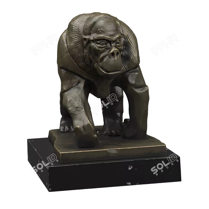 Bronze Gorilla Sculpture 3D model image 3