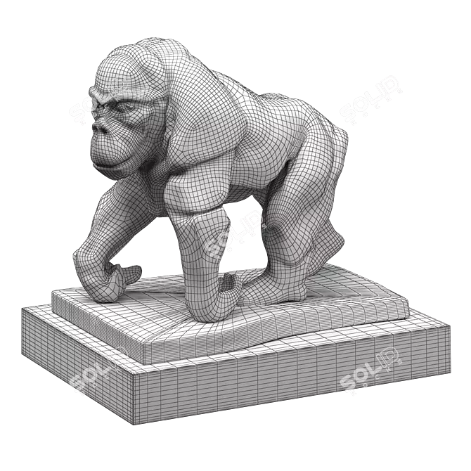 Bronze Gorilla Sculpture 3D model image 4