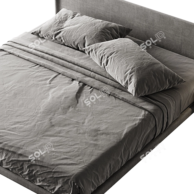 Modern Bedframe Set Wall-mount 3D model image 4