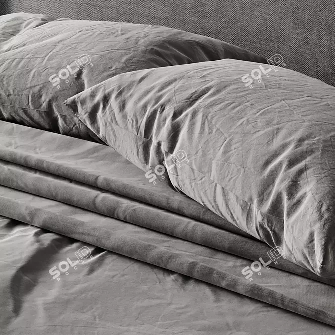 Modern Bedframe Set Wall-mount 3D model image 5