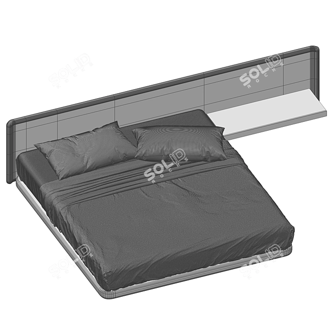 Modern Bedframe Set Wall-mount 3D model image 6