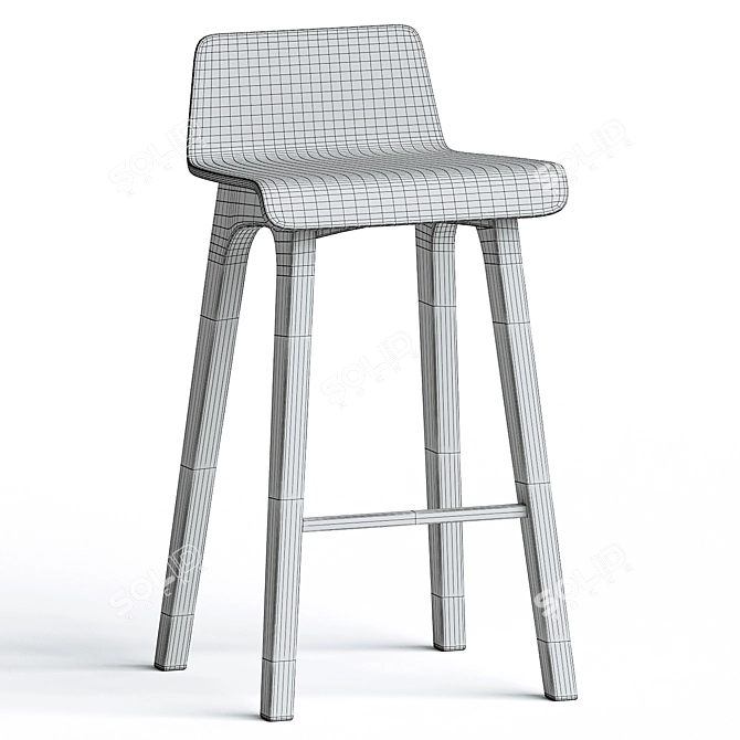 Coastal Timber Bar Stool 3D model image 3