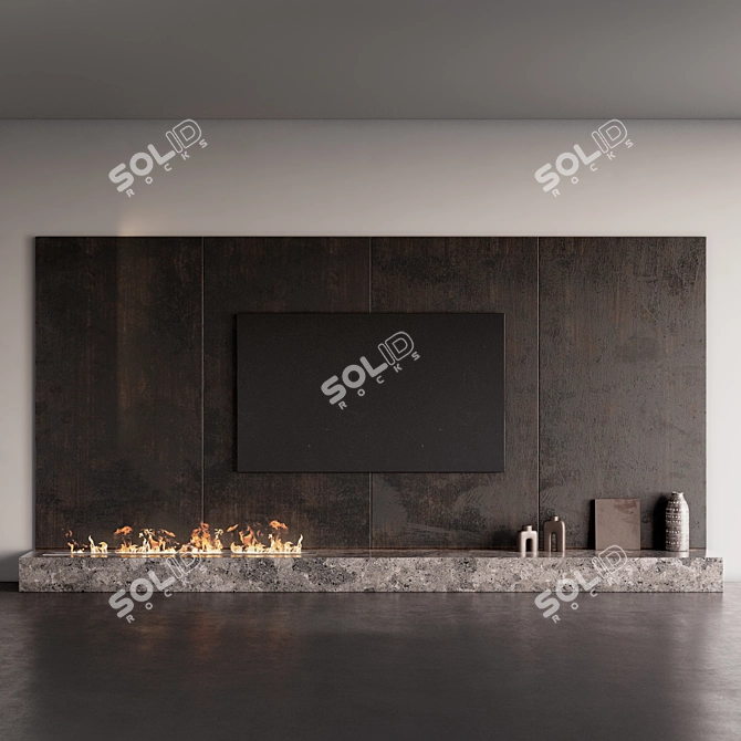 Modern TV Fireplace Wall Set 3D model image 1