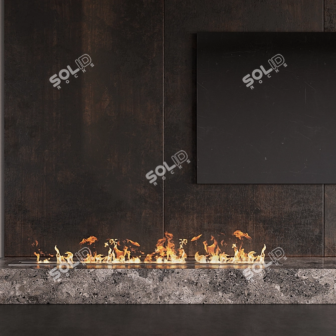Modern TV Fireplace Wall Set 3D model image 5