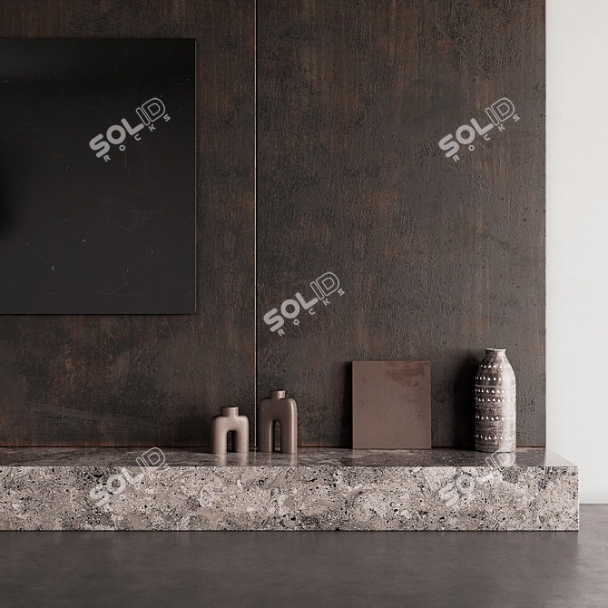 Modern TV Fireplace Wall Set 3D model image 6