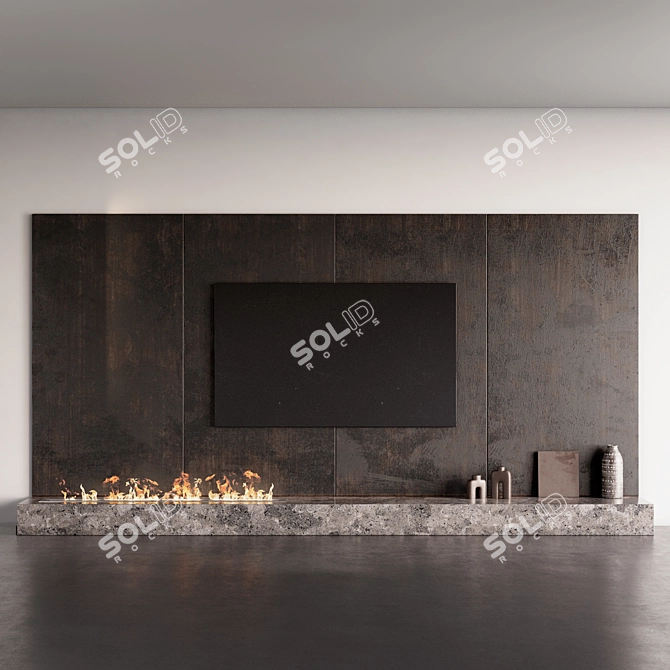 Modern TV Fireplace Wall Set 3D model image 8