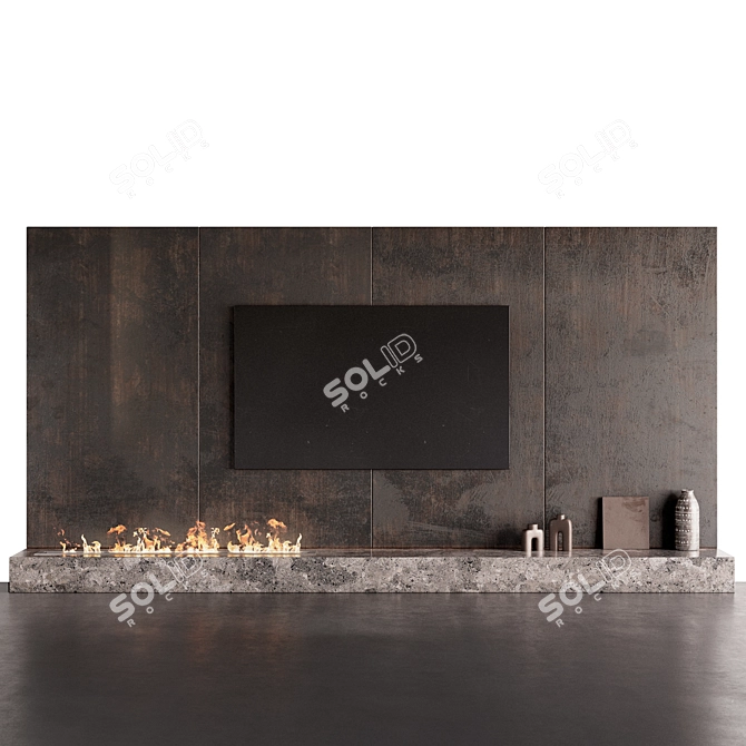 Modern TV Fireplace Wall Set 3D model image 12