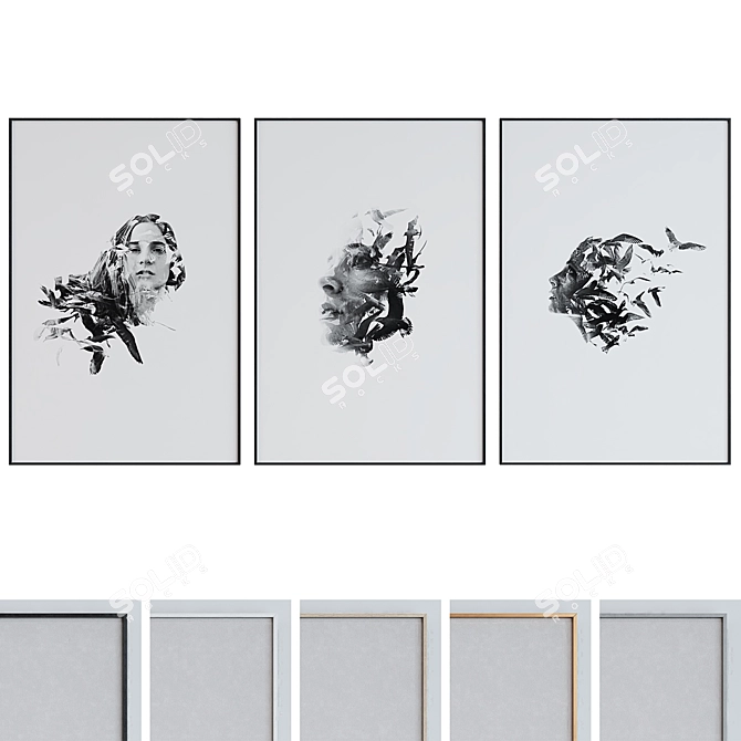 Abstract Portrait Frame Set 3D model image 1