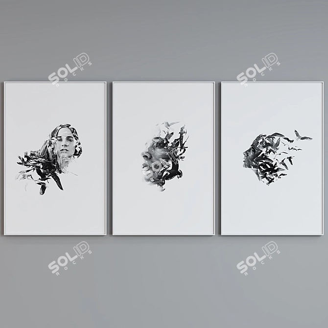 Abstract Portrait Frame Set 3D model image 2