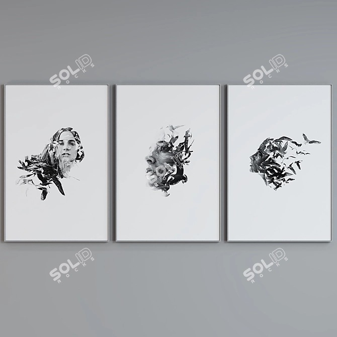Abstract Portrait Frame Set 3D model image 3